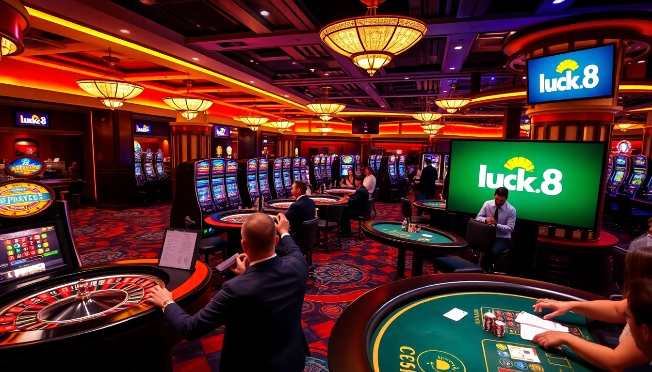Experience the thrill of gaming at trang chủ luck8 with vibrant casino scenes and engaging players.