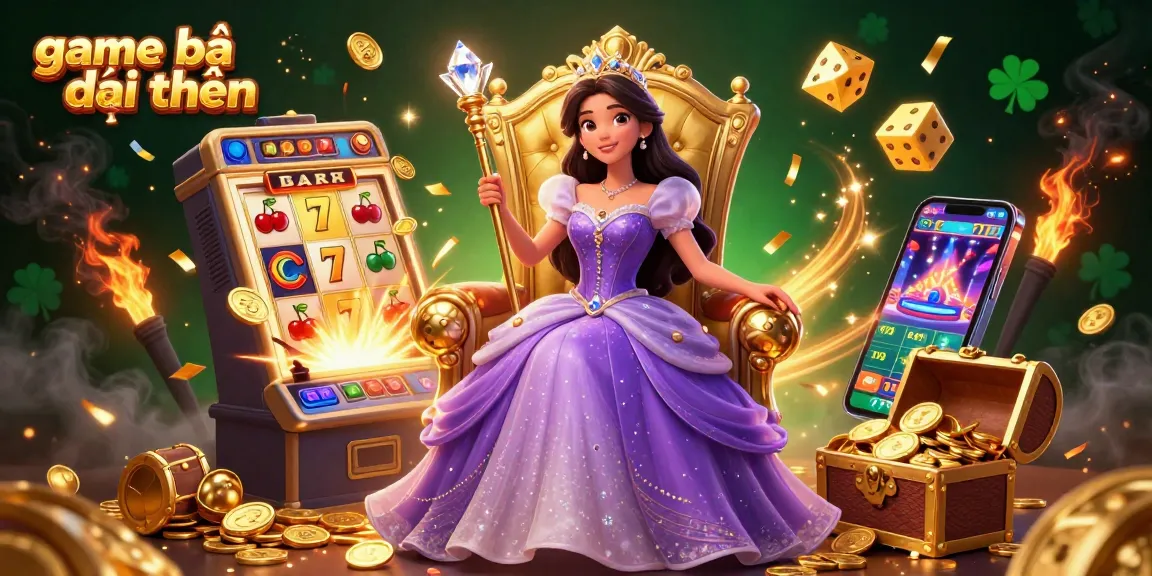 Engage in thrilling game bài đổi thưởng actions with vibrant casino elements surrounding a majestic princess.