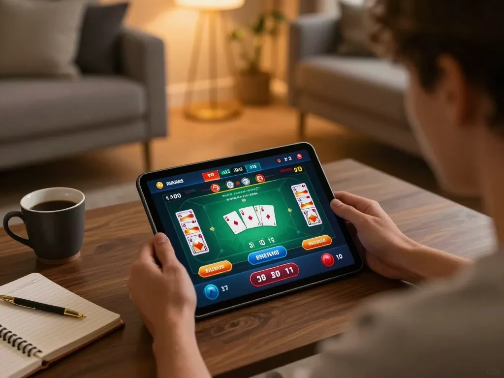 manclub user strategizing while betting on a mobile casino app with vibrant poker game interface