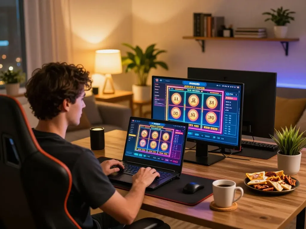 C168 player engaging with a vibrant online casino gaming interface featuring dynamic slot graphics.
