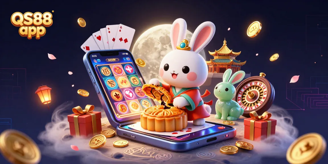 Play exciting games with the QS88 app featuring a vibrant casino scene and dynamic elements.