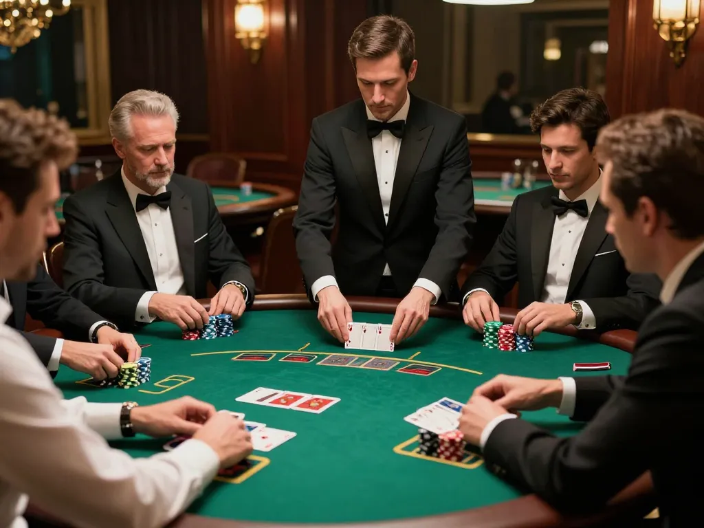 Players strategizing at a blackjack table at lc88 casino, showcasing an upscale gambling experience