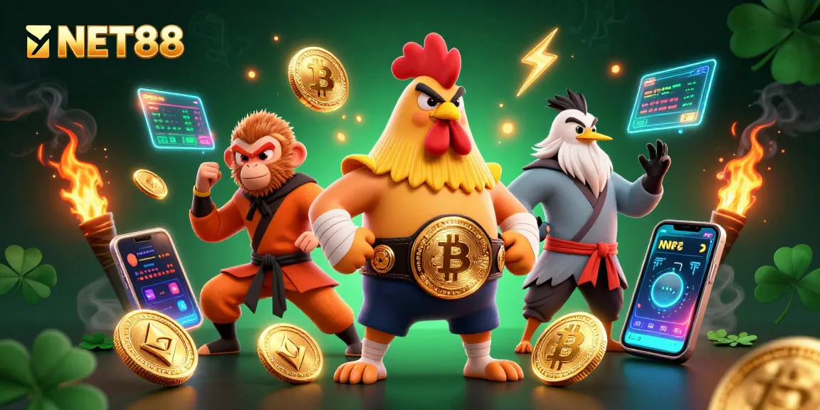 Engage with NET88 using dynamic 3D elements showcasing thrilling casino action and vibrant energy.