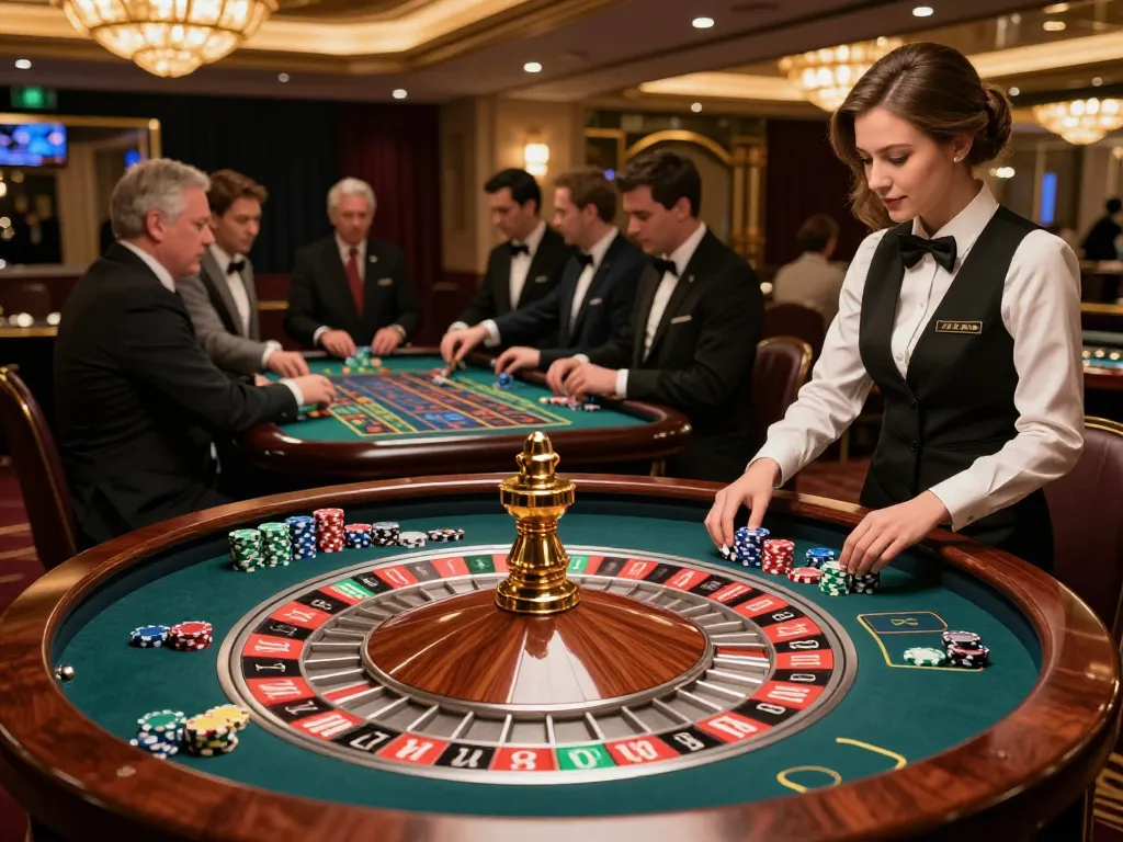 Players placing bets at the HZ88 roulette table in an upscale casino atmosphere.