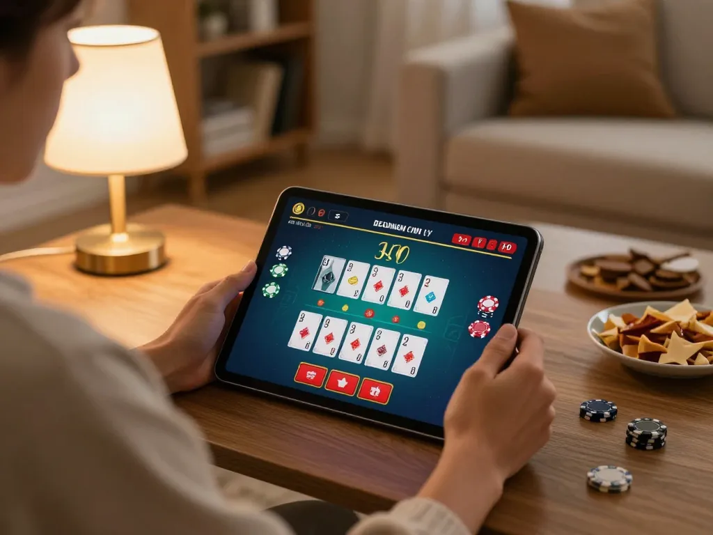 Player enjoying online gaming at nhà cái CM88, engaged in a live dealer blackjack game.