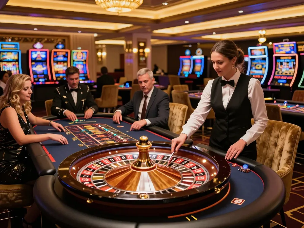 Experience the thrill of FIVE 88 with players engaged at a dynamic roulette table in a luxurious casino setting