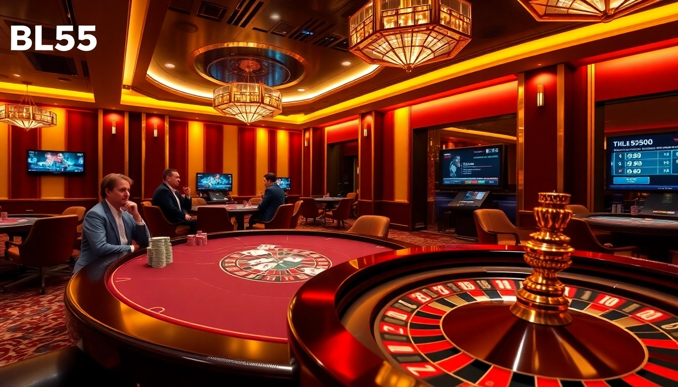 Engage in the thrilling online gambling experience at BL555 with vibrant poker tables and exciting games.