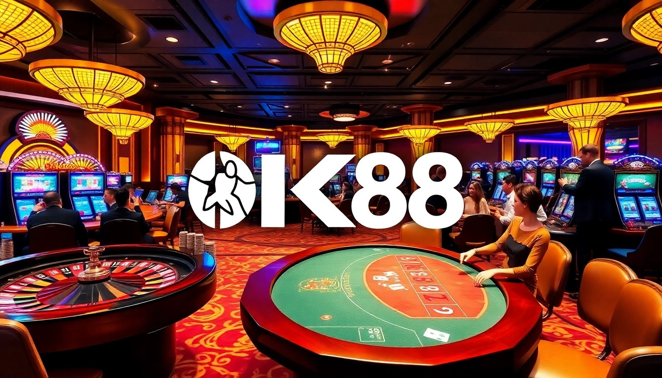 Players experiencing the thrill of winning at NK88 casino with vibrant games and luxurious ambiance.