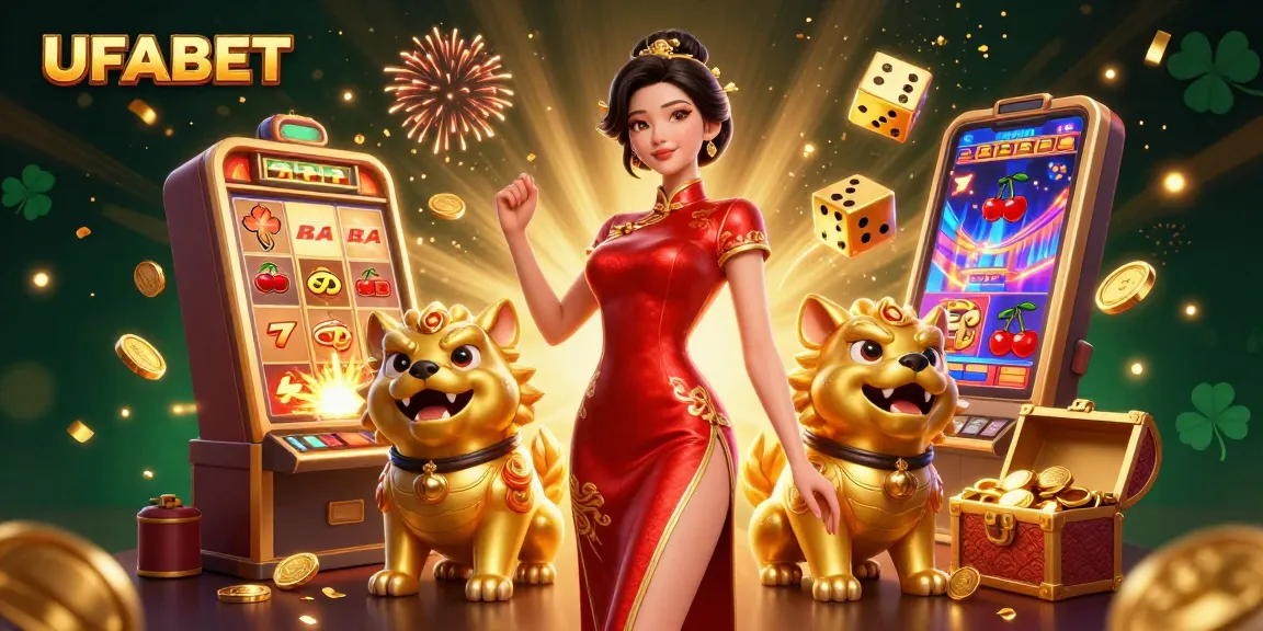 Feel the excitement of UFABET with this vibrant casino illustration showcasing dynamic gaming elements and a stunning atmosphere.