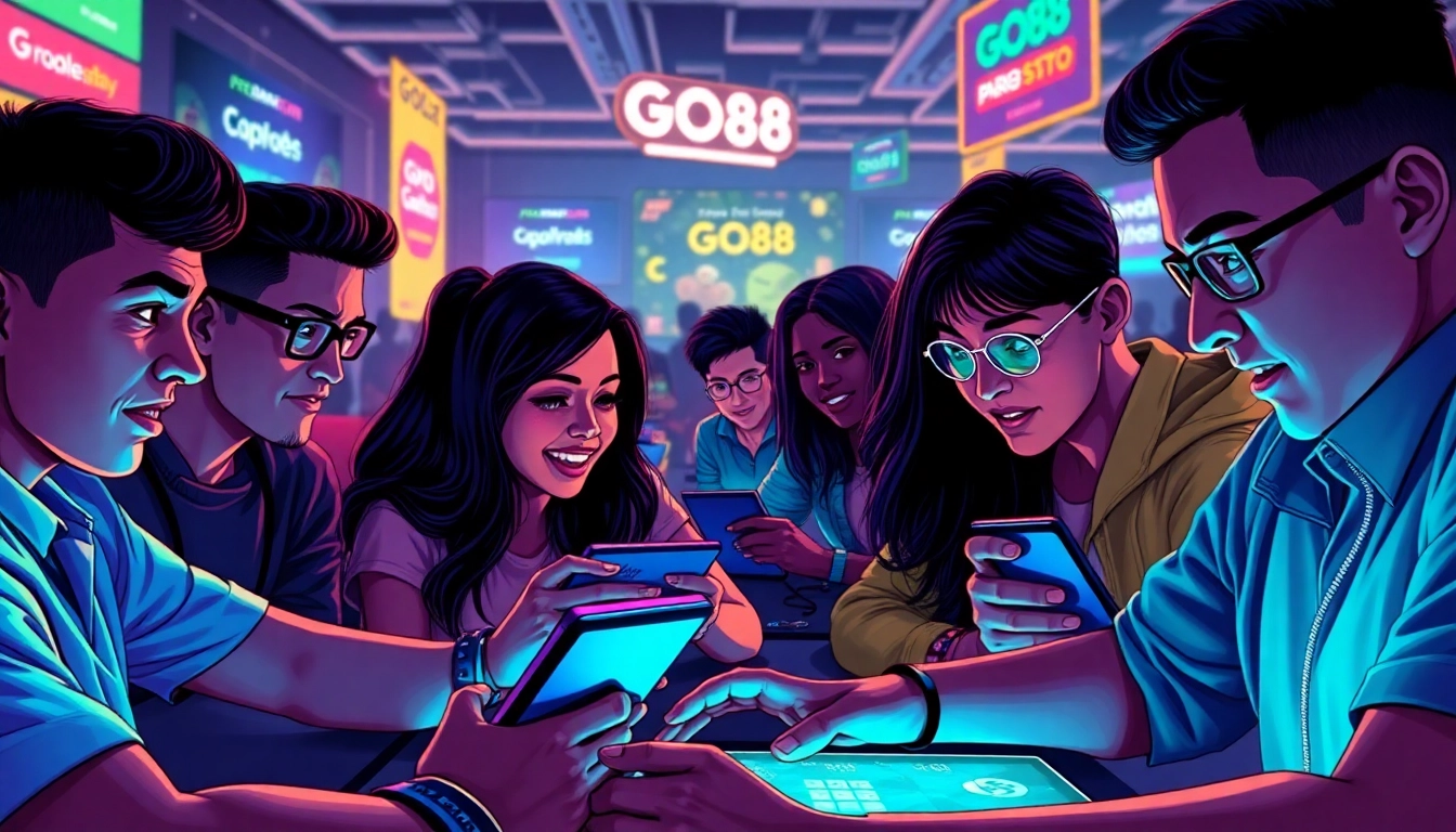 Engaging online gaming scene illustrating go-88.us.com with diverse players and modern technology.