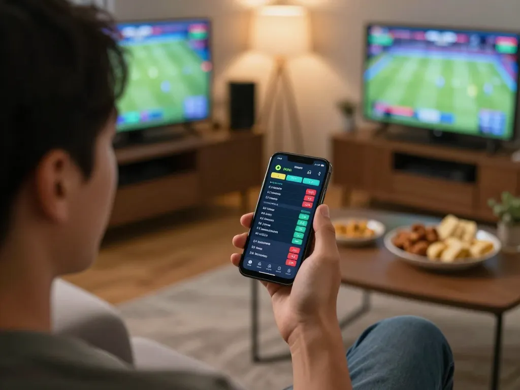 Bongdallu user engaging with live sports betting on smartphone, capturing excitement of betting strategy.