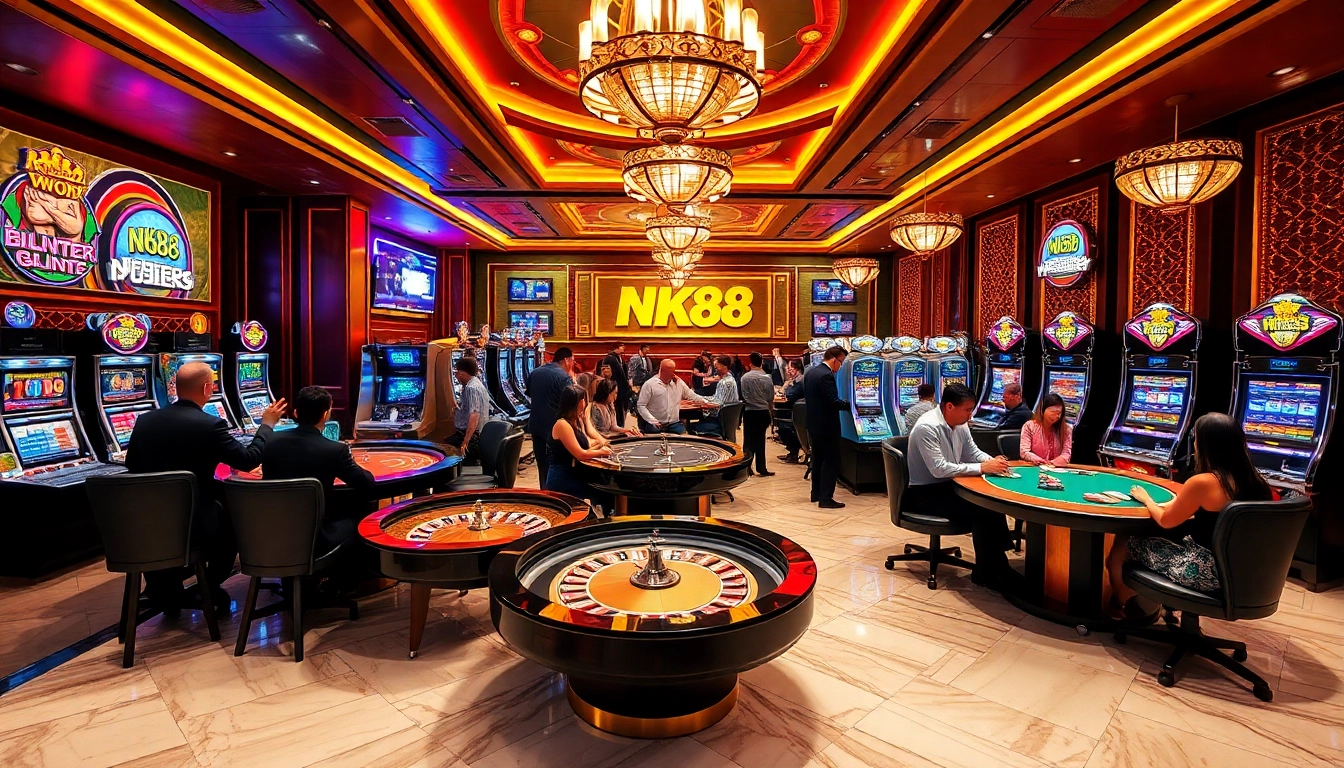 Players engage in a thrilling casino experience at NK88, highlighting excitement and community.