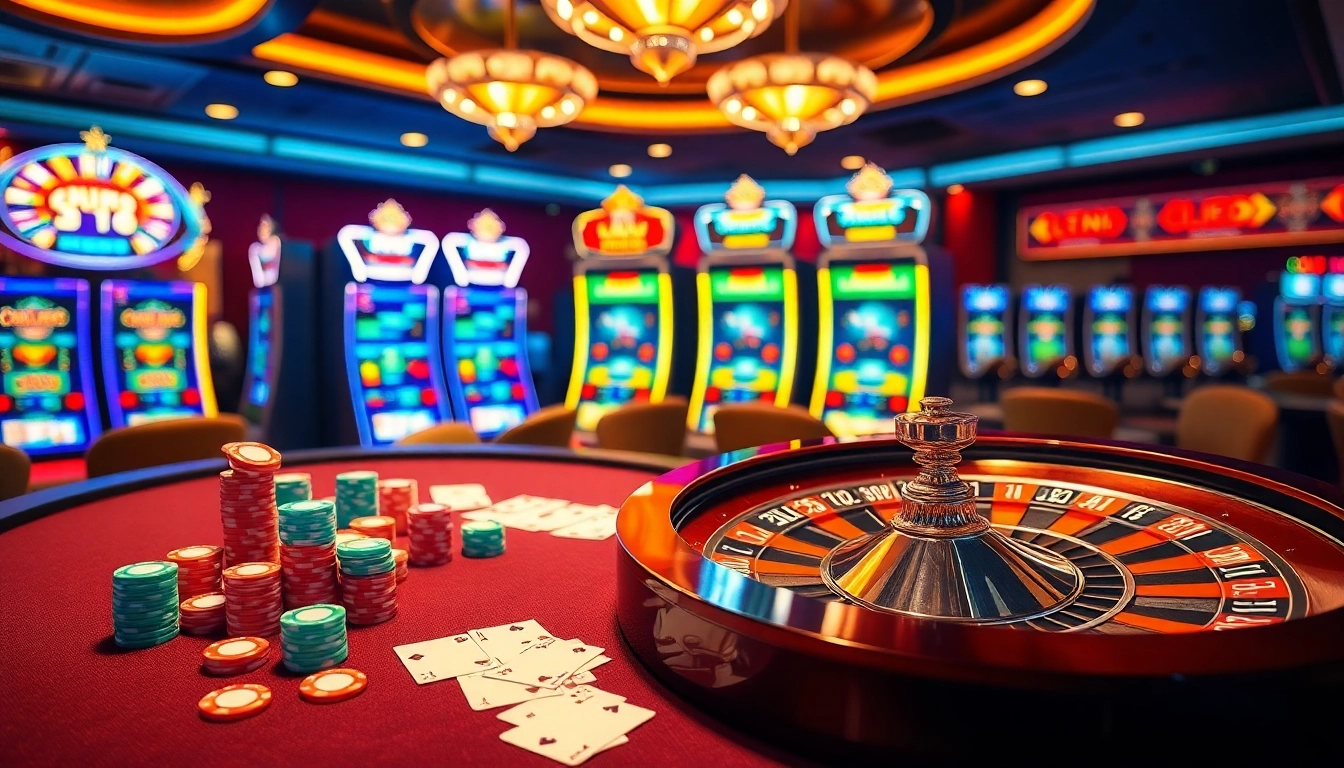 Experience the thrill of UU88 with a vibrant casino scene featuring poker chips, cards, and a roulette wheel.