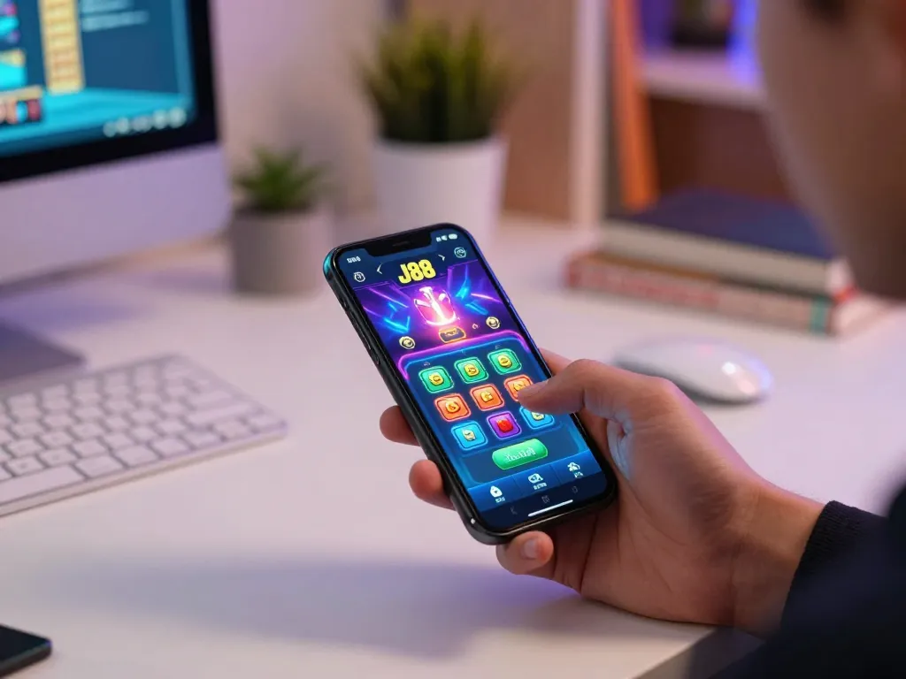 Experience exciting gameplay at J88 casino app with a player betting on their smartphone.