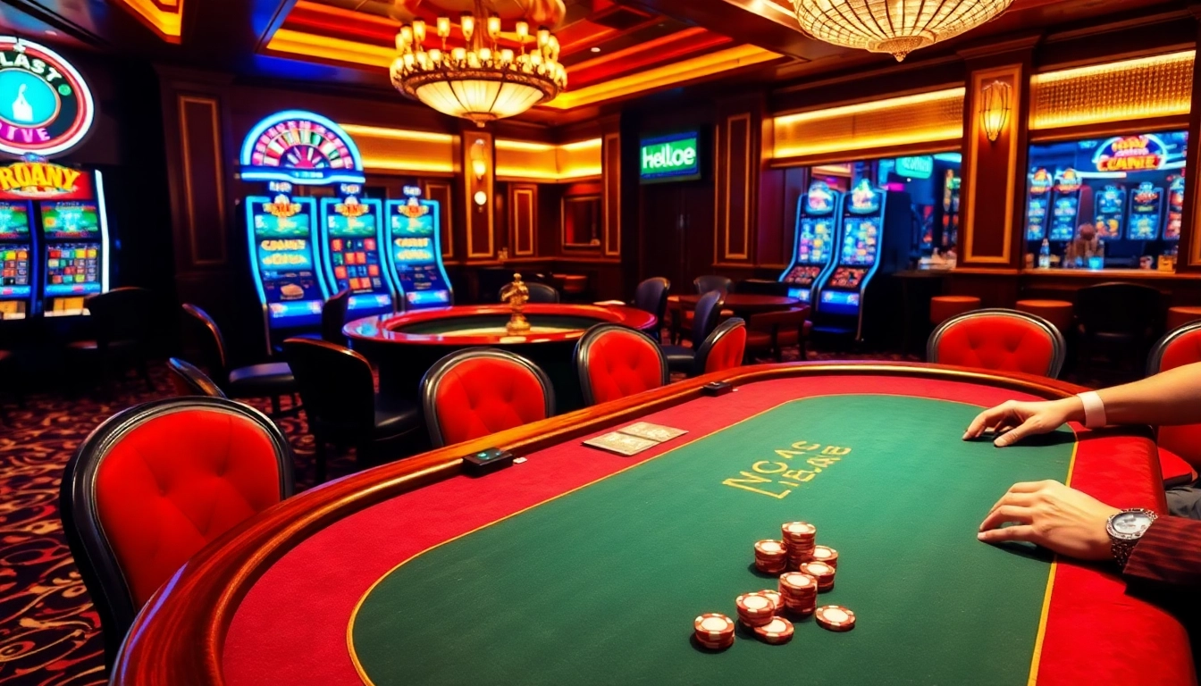 Enjoy thrilling moments at https://hello88app.com/ with an immersive casino scene featuring poker, roulette, and slot machines.