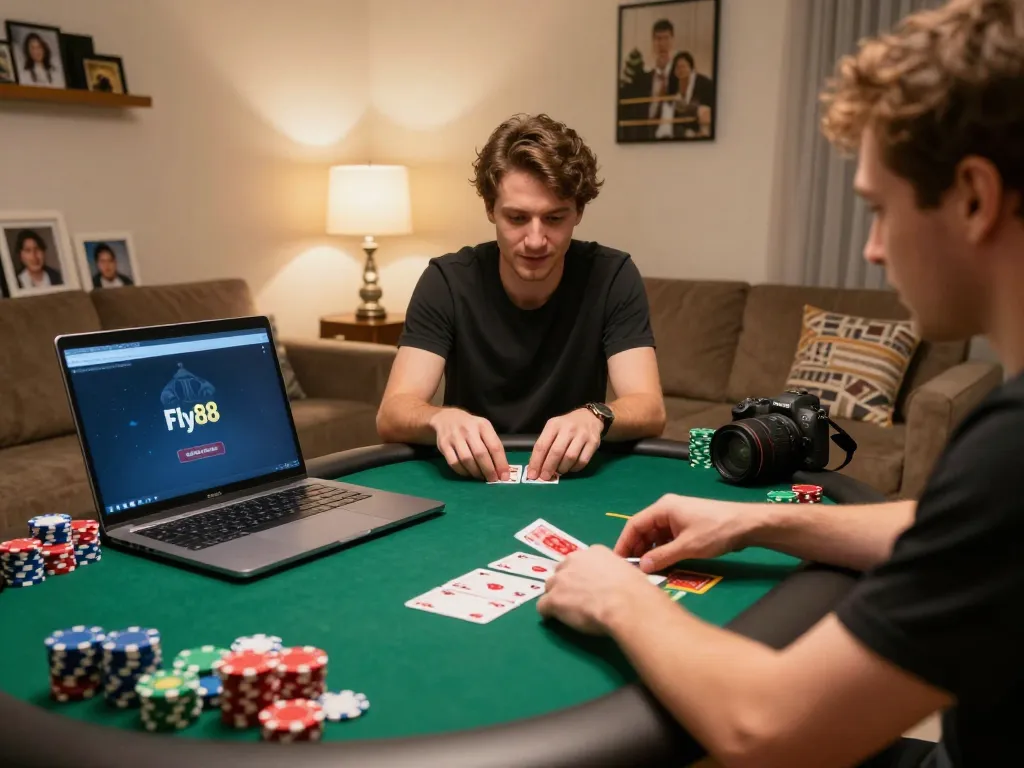 Player enjoying a poker game on Fly88's online platform, showcasing strategic gameplay.