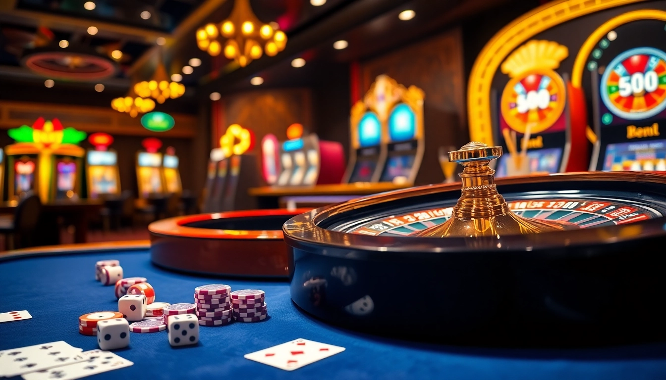 Experience high-stakes gambling action at https://bem88.io/ with a vibrant casino table scene.