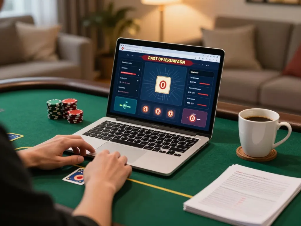 Engaging with VVVwin online poker interface for strategic gameplay at home.