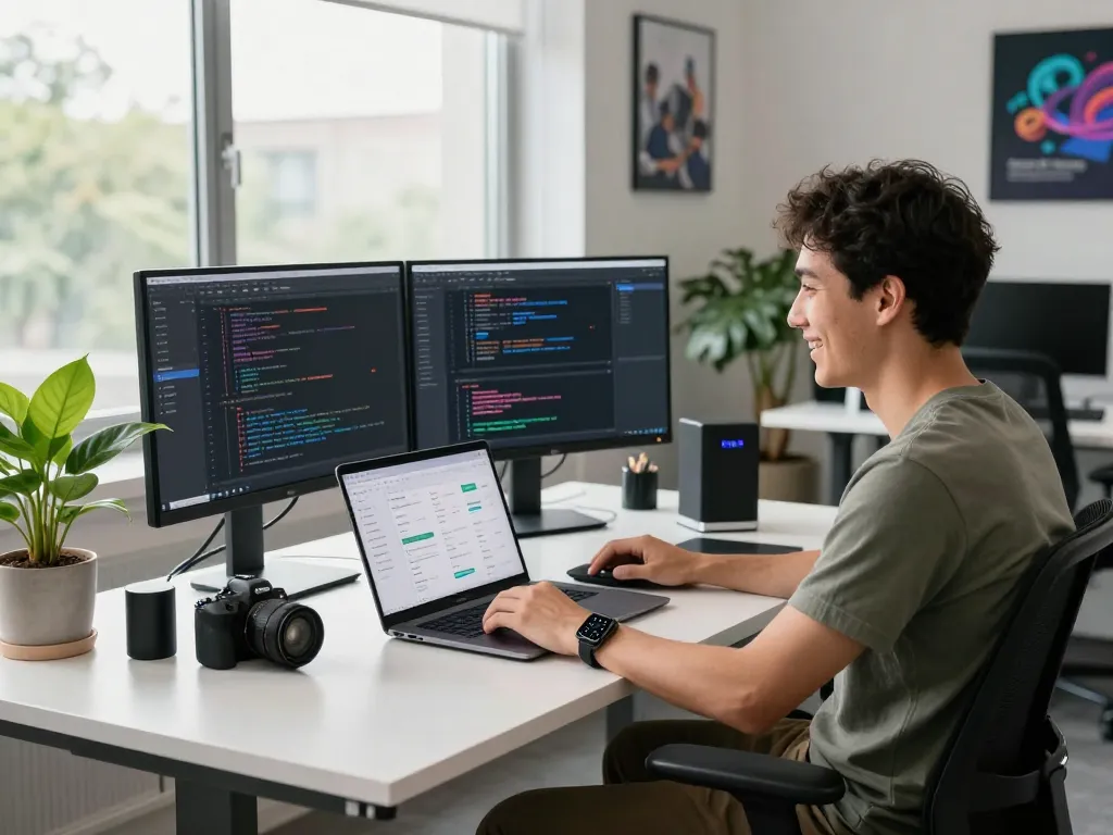 Moltbot personal AI assistant enhancing productivity in a modern tech workspace.