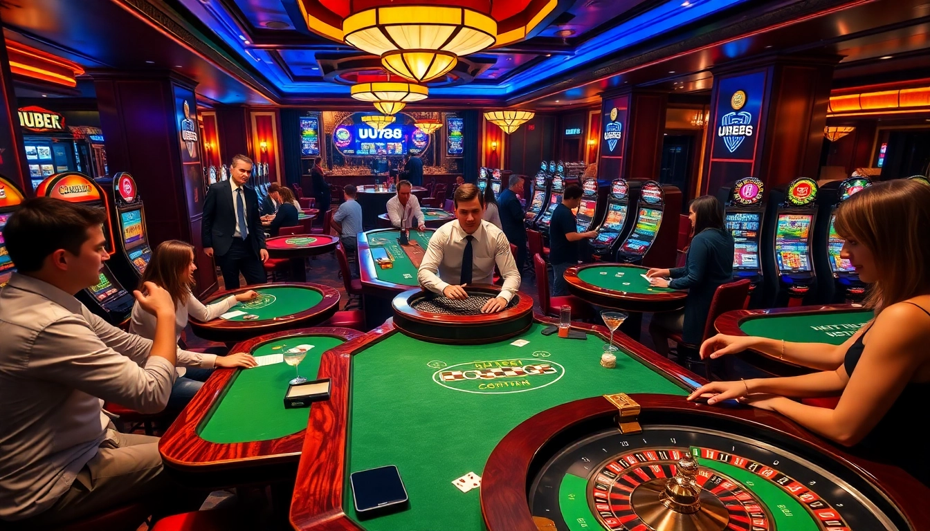 Experience the excitement of poker and slots at UU88's luxurious casino environment.