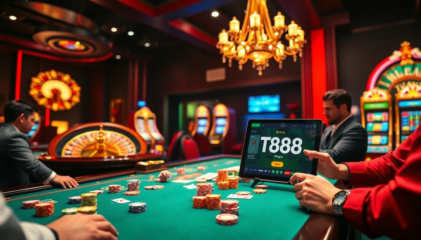 Experience the thrill of winning at https://ta88.la/ with a vibrant casino scene full of action and excitement.