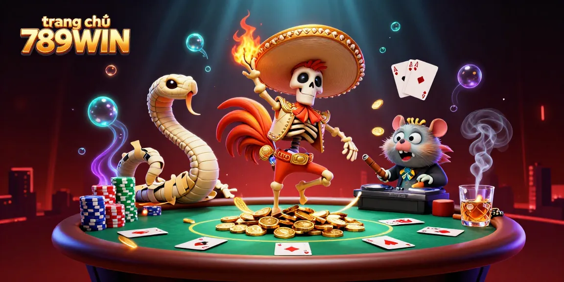 Experience the excitement at trang chủ 789WIN, where a skeleton mariachi celebrates gaming wins surrounded by poker elements.