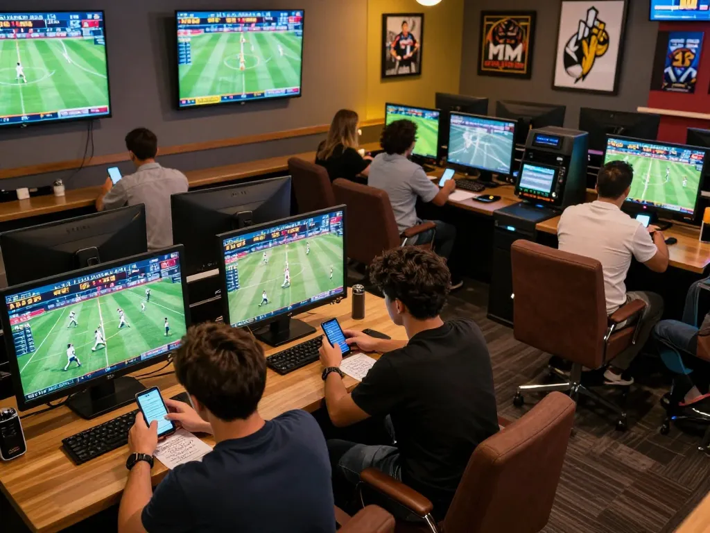 Bsport users placing bets in a vibrant sportsbook, enhancing their winning strategies.