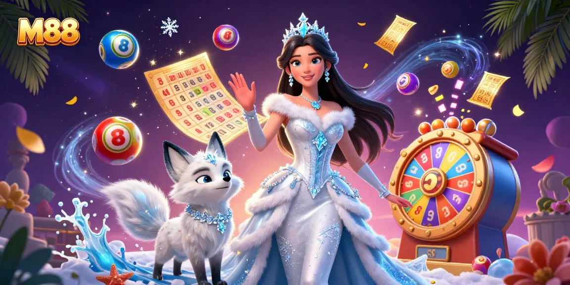M88 casino offers thrilling lottery action with colorful balls and festive elements enhancing the scene.