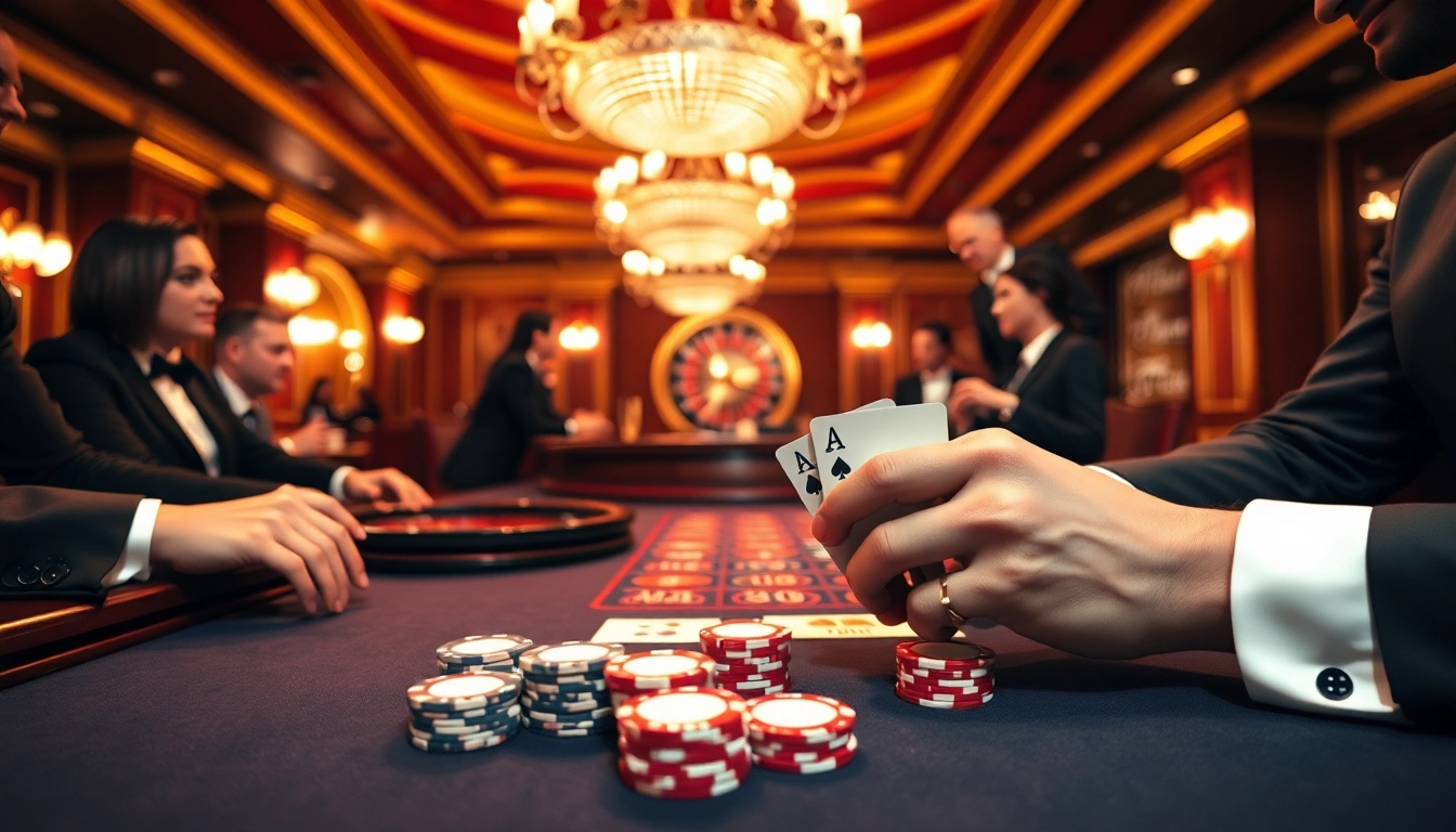 98win players engaged in an intense poker game in a luxurious casino.