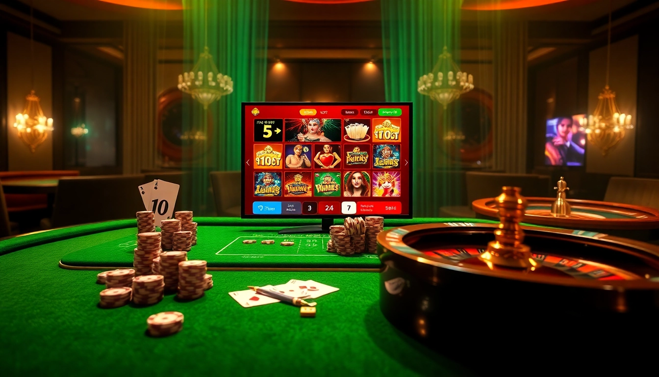Engaging scene of players enjoying Luckywin tài xỉu online, showcasing vibrant casino elements.