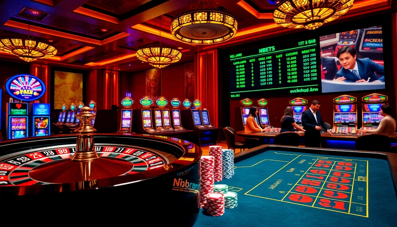 Experience thrilling betting at https://nk88top.com/ with roulette and poker chips in a luxurious casino setting.