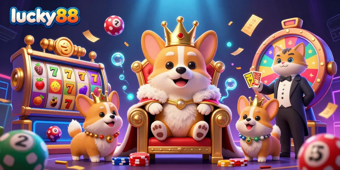 Experience the magic of lucky88 with vibrant slot reels and golden jackpot counters in a lively casino scene.