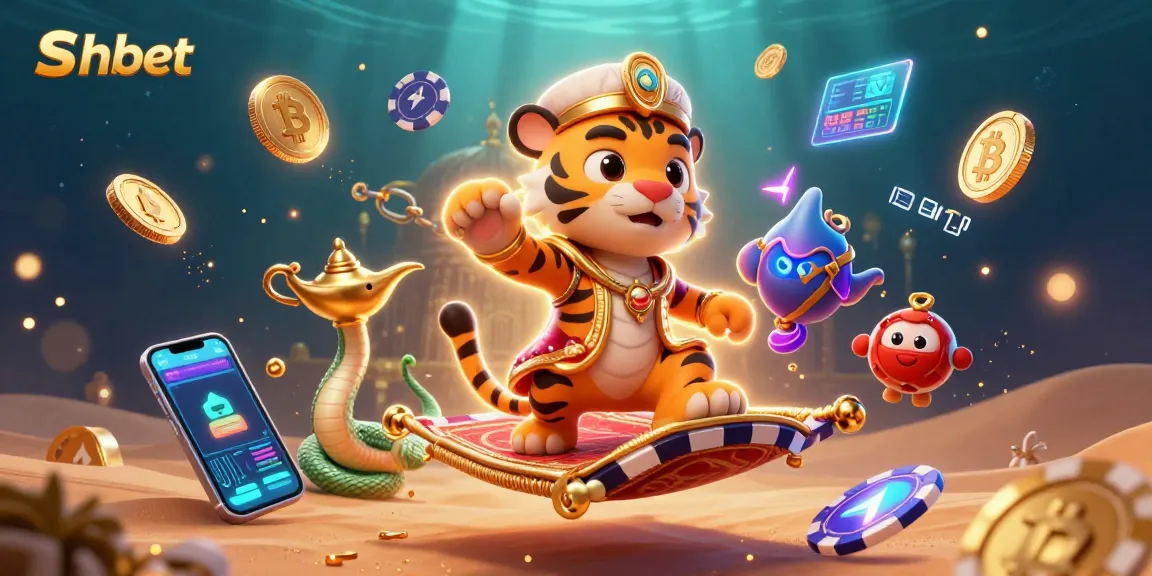 Shbet symbolizes fortune with vibrant 3D illustration of a sultan and magical elements in an online casino.