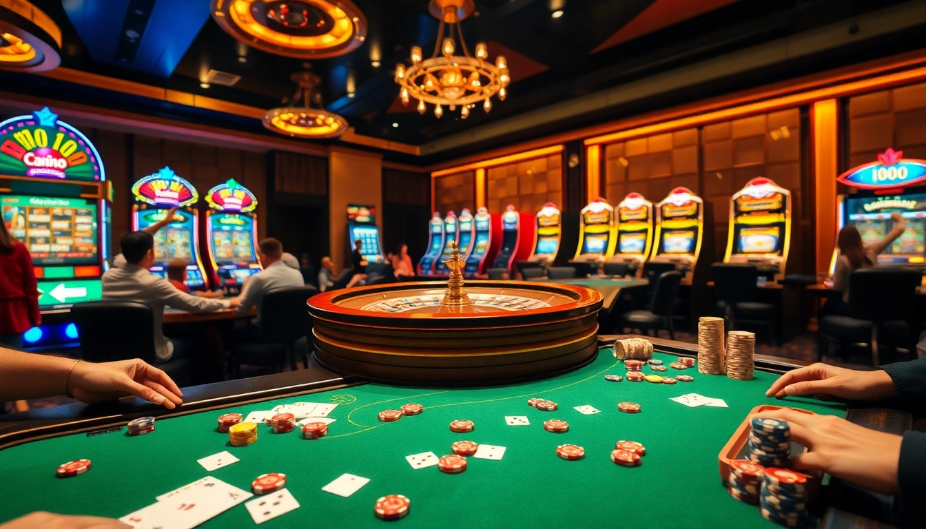 Experience the thrill of winning at FO88.COM with an engaging casino scene featuring roulette, poker, and vibrant slot machines.