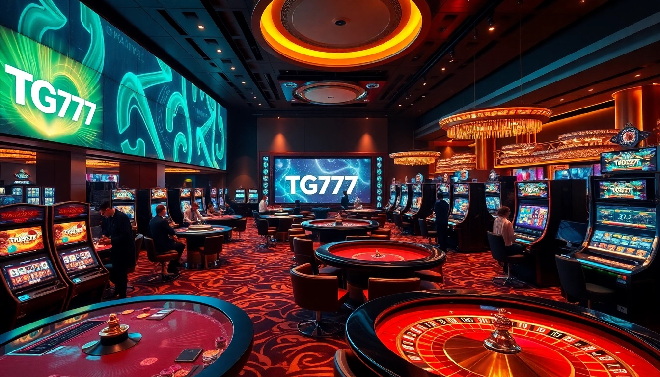 Experience thrilling games at TG777 online casino with vibrant tables and exciting slot machines.