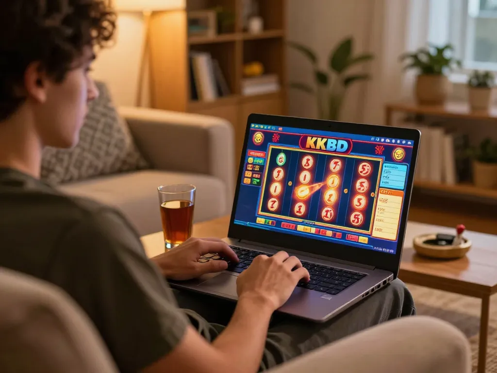 Play thrilling slot games on KKBD Bangladesh in a cozy home setting.